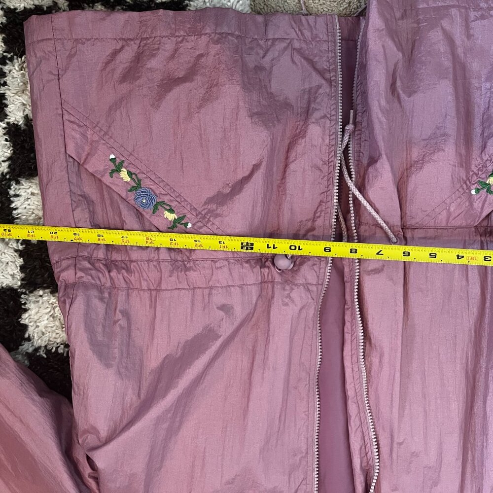 Blair Windbreaker Women's Medium Dusty Rose Pink Jacket Tie Waist 00's y2k Embro - Picture 6 of 7